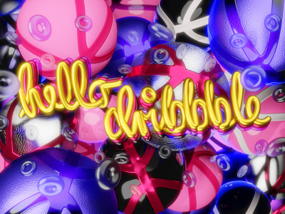 hi dribbble! 3d 3d artist animated animation art blender3d colorful debut design illustration typography