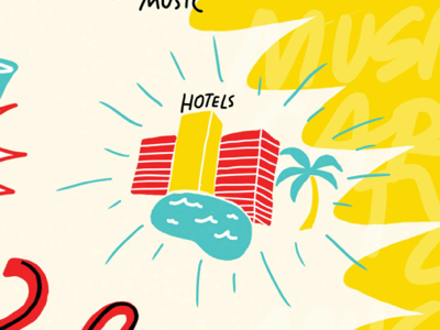 Hotels Illustration editorial hand lettering illustration kiplingers lettering magazine published spread teal turquoise