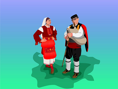 Couple in Bulgarian Folk Costume