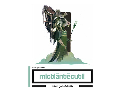 Mictlāntēcutli | Aztec god of death art artwork character design character illustration concept concept art crown death design dog feathers god green illustration inca king mythology smoke underworld