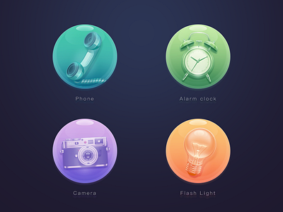 icon set camera clock icon light phone