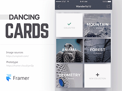 Dancing cards anim app cards flip framer gif graphic motion swipe ui