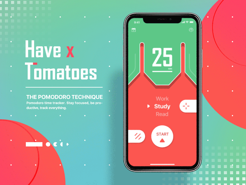 Have X Tomatoes app graphic mg motion pomodoro technique time timer tomato tracking ui ux