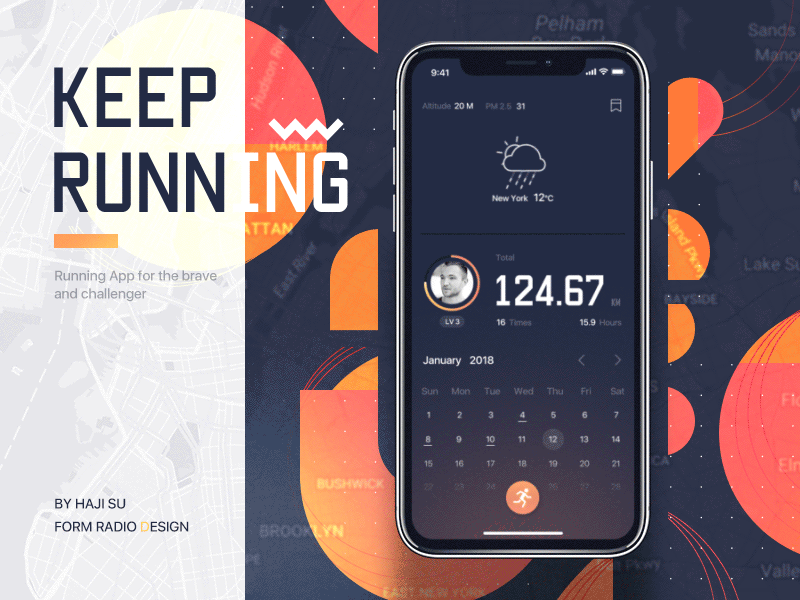 Running App Concept app fitness gif graphic health iphonex mg motion run running track ui