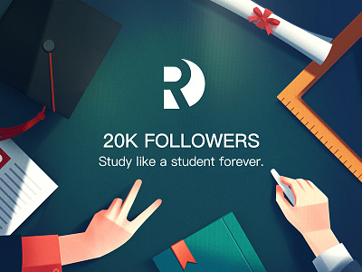 20k Followers! 20k blackboard chalk followers graduation illustration student