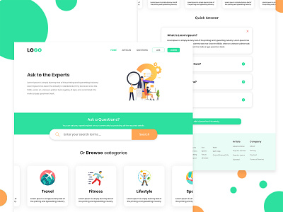 Ask Question and Answer website UI Concept answer ask branding demo design green illustration landing page design landingpage minimal question typography ui ux web
