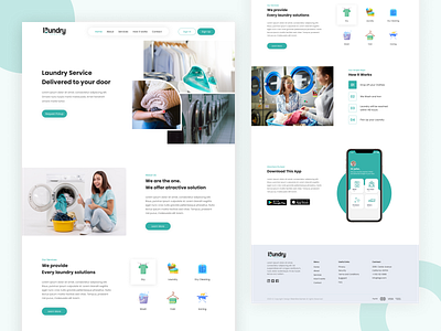 Laundry Landing Page Design branding color colorful design icon illustration landing page design landingpage laundry app laundry service logo minimal typography uidesign uiux ux web