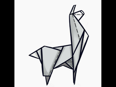 Origami Llama tattoo design illustration llama minimalist origami tattoo