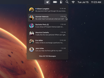 Telegram macOS menu bar app design interface macos menu bar messenger telegram ui