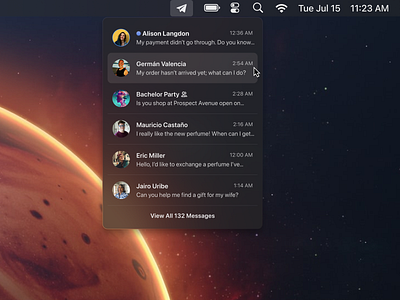 Telegram macOS menu bar app design interface macos menu bar messenger telegram ui