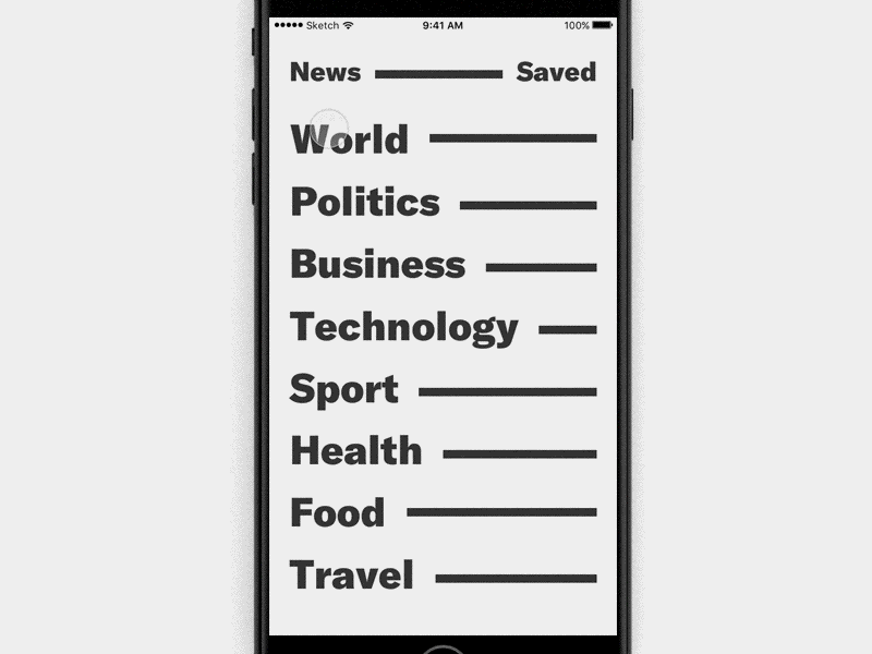 Pure News App animation app ios iphone mobile news