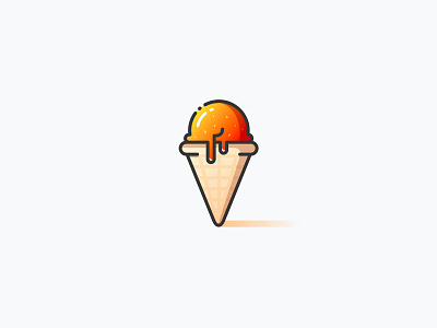 Ice Cream Cone clean cone cream delicious food ice icon illustrator orange sketch summer ui