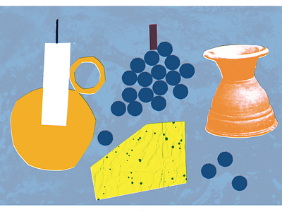 Wine table collage food illustration wine