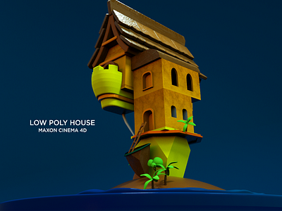 Low Poly House Cinema 4D 3d art c4d c4d low poly c4d low poly art c4dart house low poly interaction low fidelity low poly low poly art low poly design low poly house