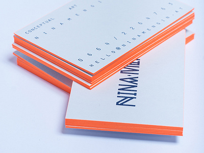 Nina Mengin Identity business card custom identity letterpress logo typeface