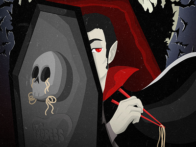 Dracula design dracula flat horror illustration noodles post poster ramen social media spooky