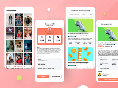 Marketplace for Influencers app influencer iphone marketing ui ux