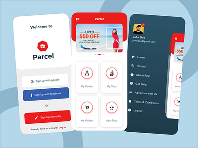 PARCEL Delivery App app application delivery design iphone mobile oversea parcel product receive send ui ux
