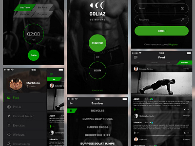 Goliaz Fitness App app dark exercise fitness iphone ui ux