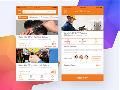 Service Booking App app booking online service ui ux