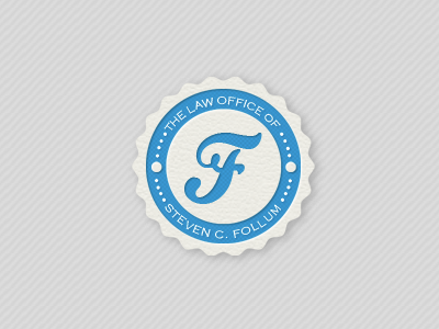 Follum Logo blue lawyer seal texture