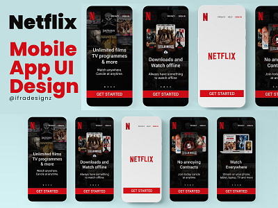 Mobile UI for Netflix App brand design brand identity branding branding design design ui