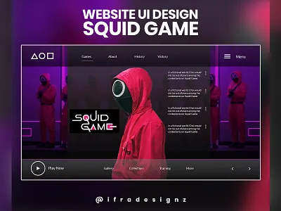 Website UI Design for Squid Game brand design brand identity branding branding design design illustration logo ui vector