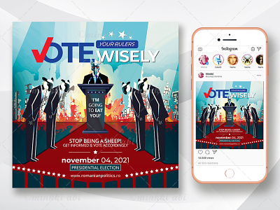 Vote Wisely Flyer ballet vote candidates voting civil rights democrat party election awareness elections flyer political campaign politics event republican president ruler society sheep masks us election 2020 wolf mask