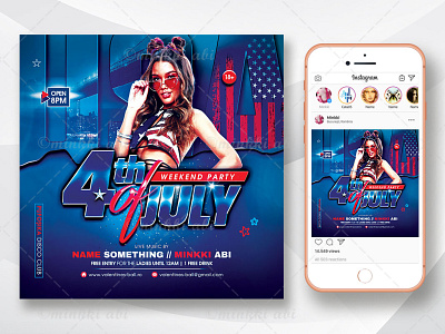 4th Of July Flyer 4 july flyer 4th of july american holiday best photoshop template fourth of july independence day labor day memorial day night club outdoor event us national day usa flag weekend party