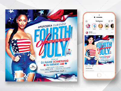 Fourth Of July Flyer 4 july flyer 4th of july american holiday fourth of july independence day labor day memorial day night club outdoor event photoshop template us flag usa national day weekend party