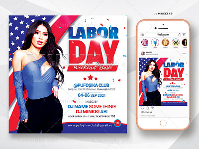 Labor Day Bash Flyer 4th of july american holiday best labor flyers fourth of july holiday celebration independence day instagram ad labor day labor flyer memorila day night club outdoor event parade print promo psd template stars and stripes us flag us holiday usa national day weekend party