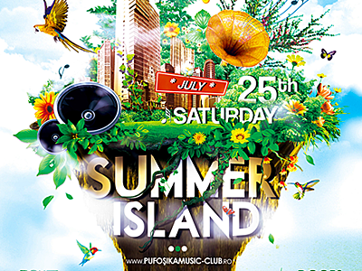 Summer Island Flyer advertising template beach festival gig gorgeous flyers music graphic music photomanipulation ocean shores outdoor events rock concert summer island wild nature
