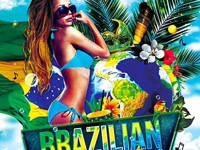 Brazilian Party Flyer advertising template america latina beach party brazil festival brazilian party disco tropical festa brasileira latino carnaval latino party rio de janeiro samba summer events