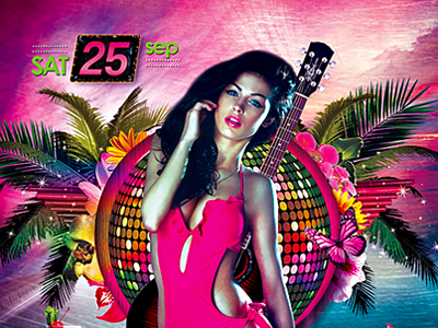 Pink Breeze Flyer advertising template america latina beach party brazil festival club poster disco tropical latino carnaval latino party pink breeze party samba sexy lady summer night