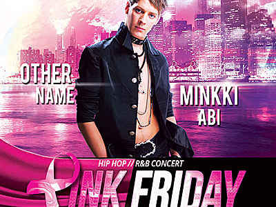 Pink Friday Flyer cancer awareness ribbon electro futuristic gay parade gorgeous cityscape lesbian lgbt pride neon lights pink party poster purple city skyline sexy friday techno house valentines day flyers