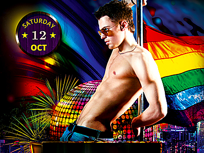 Gay Party Flyer advertising template bisexual transsexual clubs nigthclub gay flyers gay parade flyer homosexual party hot man poster kinky night festival lesbian sexy woman lgbt movement rainbow flag wild funky