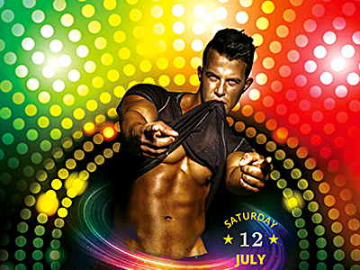 Gay Fest Flyer bisexual transsexual disco club gay flyer gay pride posters glow colorful homosexual transgender lgbt movement male female symbol nightclub event rainbow background sex parade sexy man women
