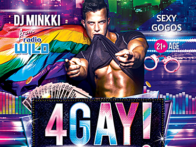 4gay Flyer bisexual transsexual disco club erotic sex parade gay flyer gay pride posters glow colorful homosexual transgender hot men yaoi lgbt movement male female symbol nightclub event rainbow background