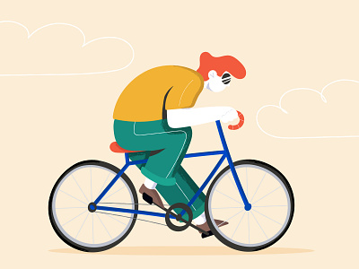 I want to ride my bike bicycle bike character cloud color design glasses illustration illustrator texture vector wheel