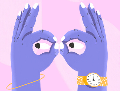 Helloooooooow bird birds color design eyes hand hands illustration illustrator nails owl pastel pink procreate purple watch