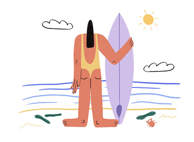 August august beach character design girl holiday illustration krubs procreate sea summer surf