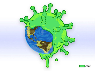 PⱯNIC colors coronavirus covid 19 drawing green illustration melt mvh pandemic panic photoshop slime stayhome world