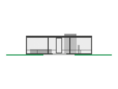 Glass House architecture building illustration johnson
