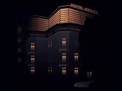 Hotel Bergs architecture hotel illustration night riga