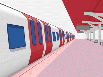 Train station aftereffects animation c4d trains