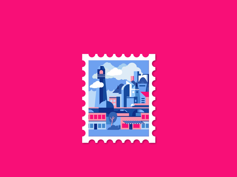Postages stamp aftereffect animation city illustration postagestamp