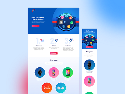 Pildyk landing page blue bright cta ewatch gradient icons landing page design lottery responsive samsung telecommunication ui ux vector