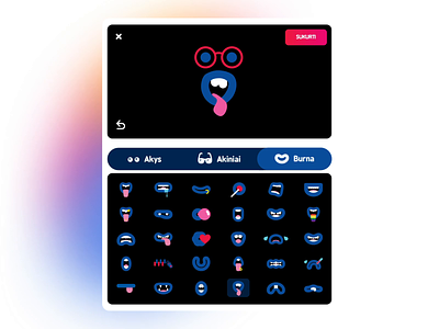 Custom emoji generator animation blue branding emoji generator geometric minimal ui ux vector