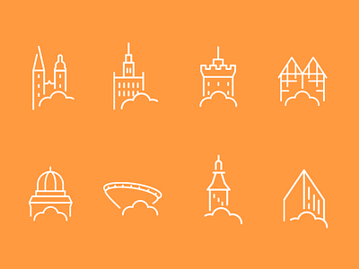 Icons for Polish towns icons linear minimal poland