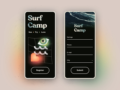 Surf camp registration form bauhaus branding brutalism concept design form minimal mobile surfing typography ui vector